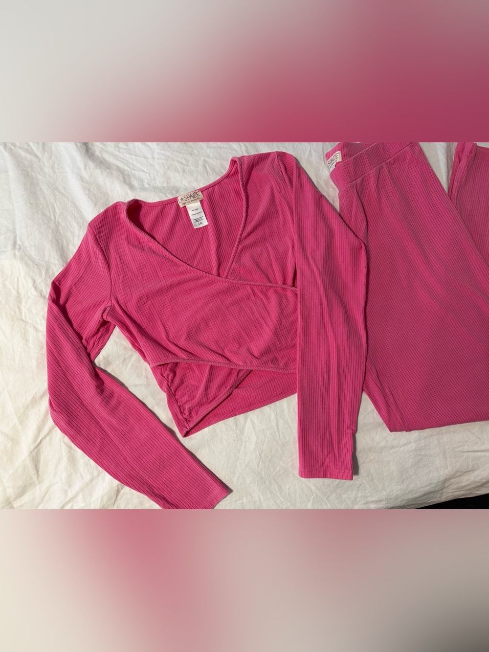 💕L ☆ Space Ribbed Pink Set💕 - Picture 2 of 9